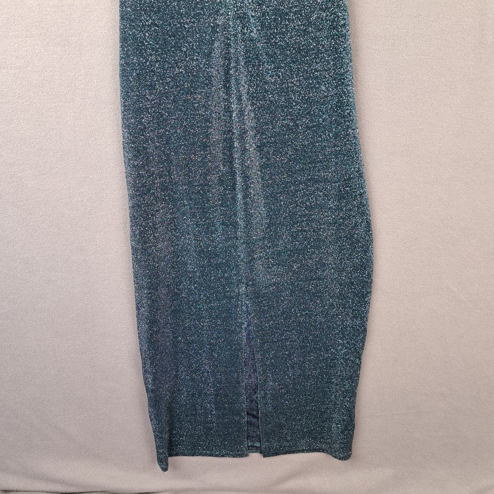 Vintage Molly Malloy Dress Women 10/M‎ Green Maxi Shimmer Ruched Y2K Fairy Bella - Picture 11 of 16